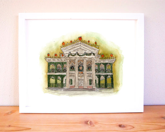 Disneyland Holiday Haunted Mansion Watercolor