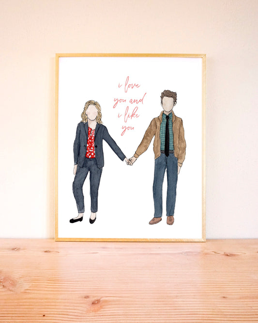 Parks and Rec "I Love You and I Like You" Art Print, Watercolor Art