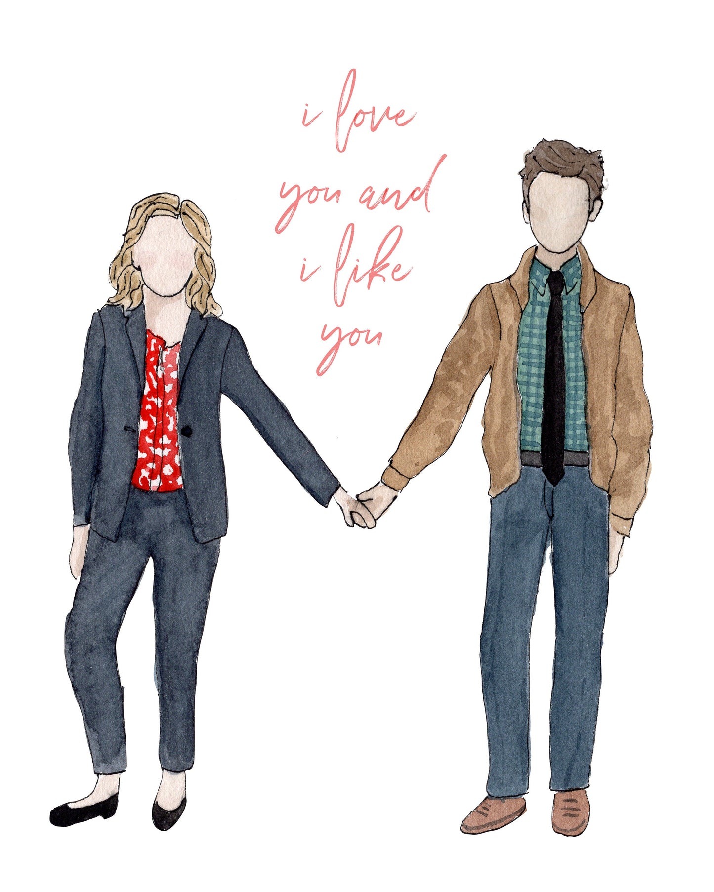 Parks and Rec "I Love You and I Like You" Art Print, Watercolor Art