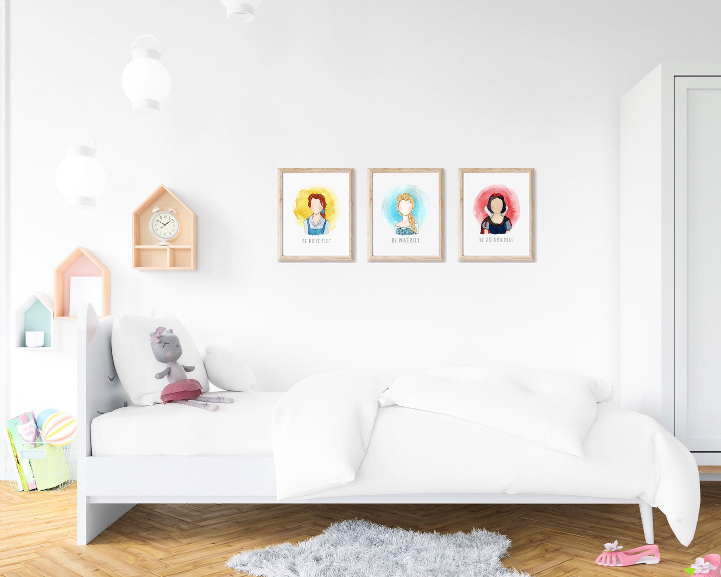 Disney Princess Watercolor Portraits, "Be Your Own Hero" Nursery Art