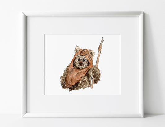 Star Wars Ewok Watercolor Print, Star Wars Nursery