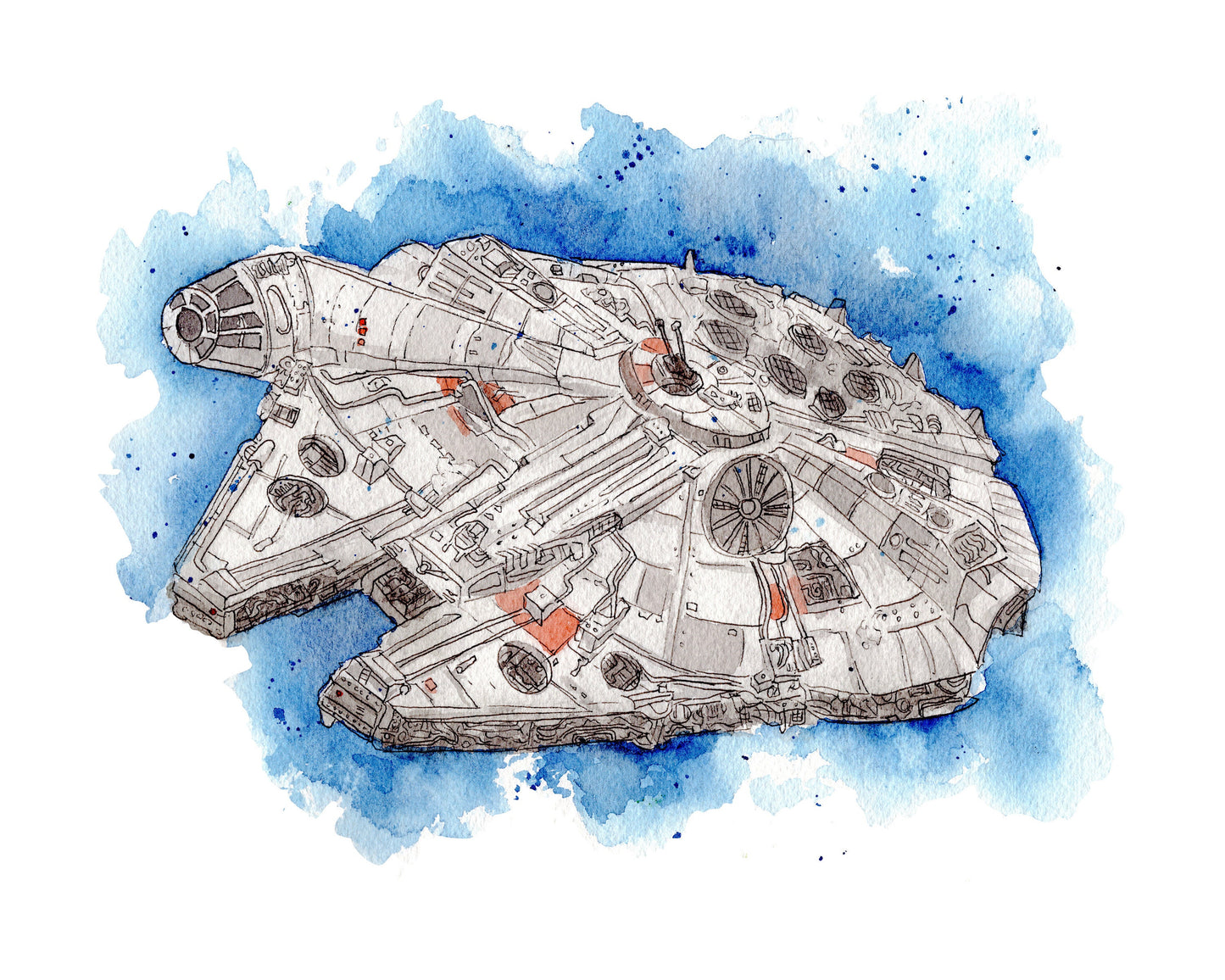 Star Wars Millennium Falcon Watercolor Print, Star Wars Nursery