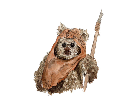 Star Wars Ewok Watercolor Print, Star Wars Nursery