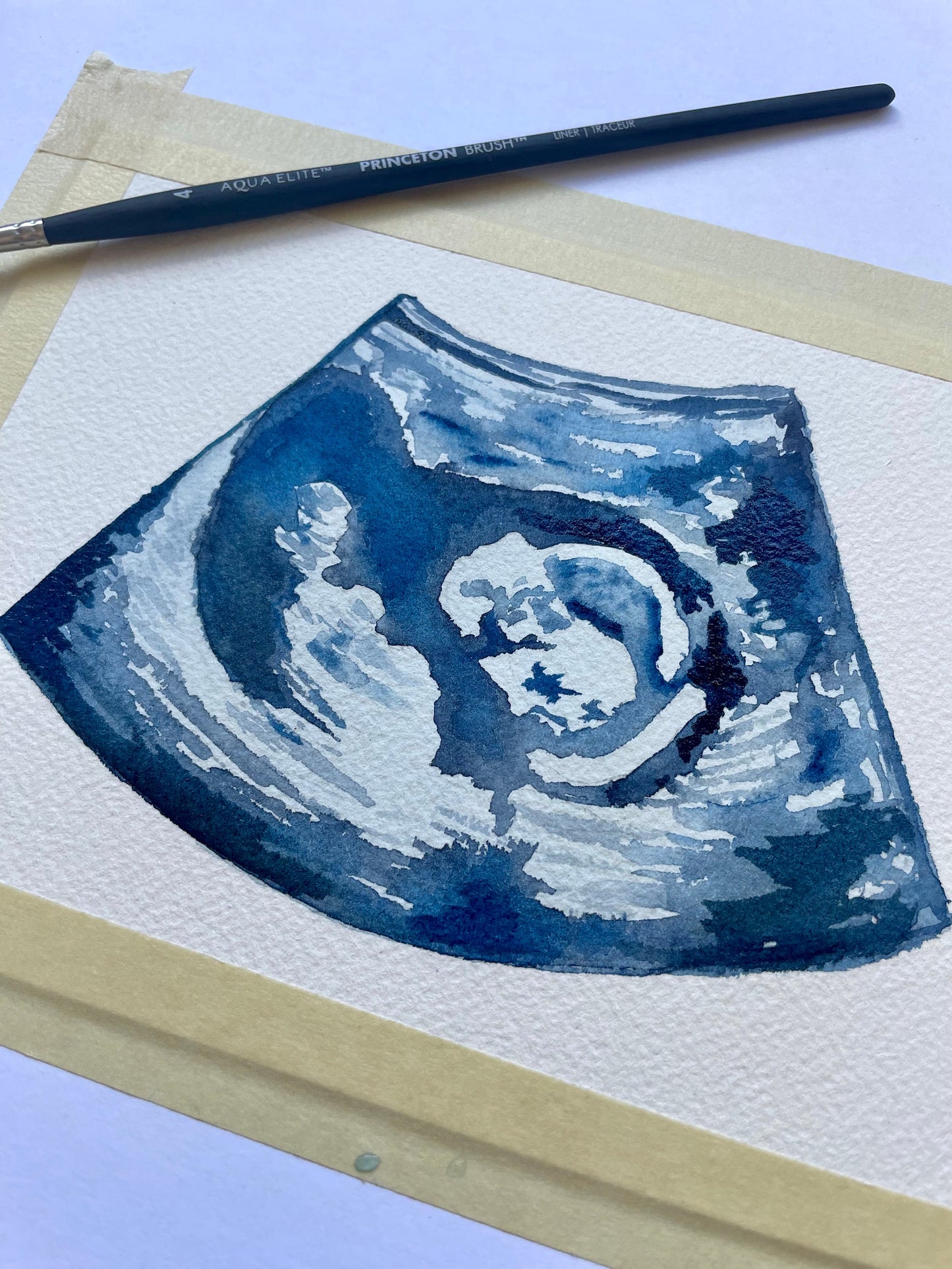 Custom Watercolor Ultrasound Painting, Sonogram Painting